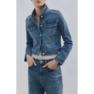 Mango Crop Jean Jacket in Medium Blue at Nordstrom, Size Xx-Large