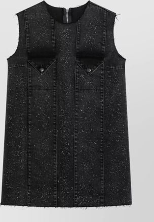 Namacheko sleeveless dress frayed edges front pockets