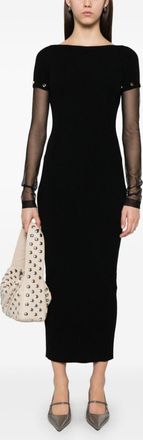 Max Mara Womens Knitted Long Dress - Black viscose - Size Small