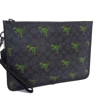 Coach Signature Black Pvc Leather Pouch (Pre-Owned)