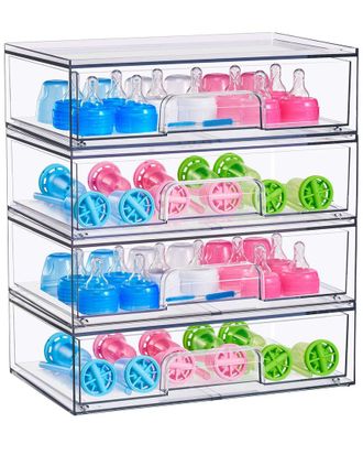 Sorbus Wide Stackable Set Of 4 Acrylic Storage Drawers