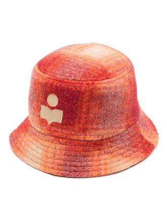 Isabel Marant Haley checked bucket hat - women - Virgin Wool/Recycled Polyester/Polyester/Acrylic/Cotton - 58 - Orange