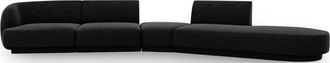 BLOOMINGLOFT 7-Sitzer Design Sofa Miley mit abgerundeter Form und Ottomane rechts - Chenille