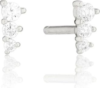 Lily & Roo Silver Three Diamond Style Graduated Stud Earrings