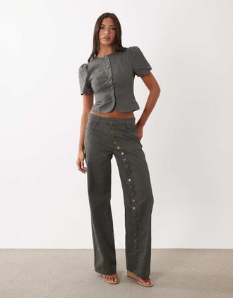 Lioness Penny - Jeans comodi con abbottonatura asimmetrica antracite-Grigio