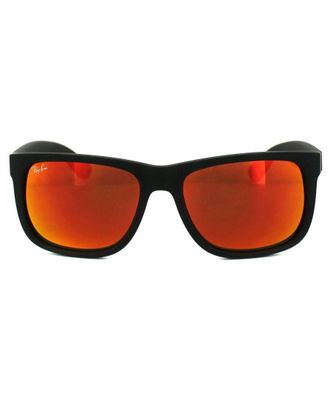 Ray-Ban Mens Sunglasses Justin 4165 622/6Q Rubber Black Red Mirror - One Size