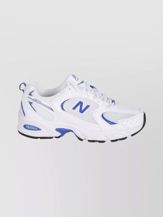 New Balance logo embossed leather sneaker mesh upper