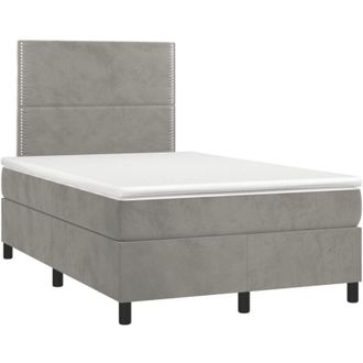vidaXL Cama Box Spring Colch&oacute;n Y Led Terciopelo Gris Claro 120x190 Cm Vidaxl
