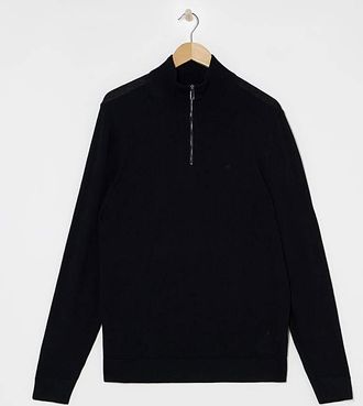 Calvin Klein Merino 1/4 Zip Black Jumper