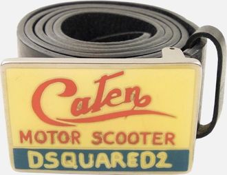 Dsquared2 Mens Dsquared2 Rectangular Buckle Motor Scooter Belt Black - Size: 100