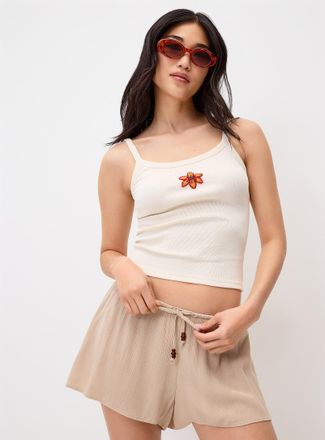 Twik Womens Crinkled elastic-waist mini short