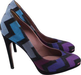 Missoni Zig Zag Print Pumps in Multicolor Canvas