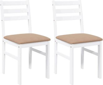 vidaXL Vidaxl - Sillas de comedor con cojines 2uds madera maciza blanco caucho