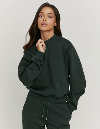 Tally Weijl Sweatshirt TALLY WEIJL SSWCOKIMMY, Damen, Gr. L, schwarzest gr&uuml;n, Sweatware, Obermaterial: 65% Baumwolle, 35% Polyester, unifarben, normal, Rundhals, 