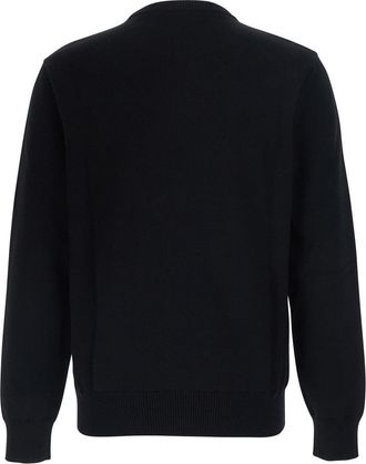 Emporio Armani Mens Crew Neck Cotton Sweater Black Tops Top