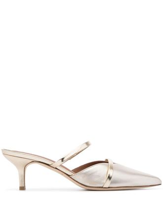 Malone Souliers Frankie 45mm mules - women - Leather/Leather/Metallic Leather/glass - 37.5 - Gold
