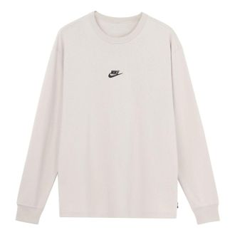 Nike Sportswear Premium Essentials Solid Color Sports Round Neck Pullover Long Sleeves White DO7391-072