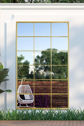 MirrorOutlet Gold Modern Window Garden Wall Mirror 79 X 47 (200CM X 120CM) | Size: 1 Pack