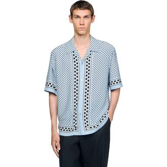 Sandro Heart motif flowing shirt in Sky Blue at Nordstrom, Size Xx-Large