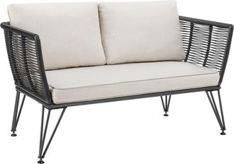 TecTake Sof&aacute; de jard&iacute;n, dise&ntilde;o de cuerda, polirat&aacute;n, 131 x 67 x 71 cm