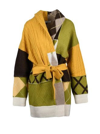Ballantyne Yellow-Green Wool Belted Cardigan
