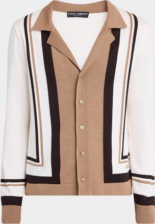 Dolce & Gabbana Mens Wool-Silk Button-Down Shirt