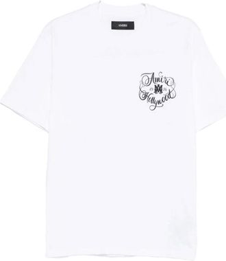 Amiri Tops, Heren, Wit, XL, Katoen, Logo-Detail T-shirt met korte mouwen