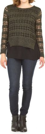 Papillon Lurex Sweater With Georgette Underlay In Black