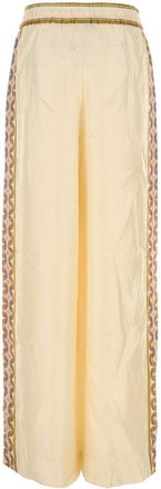 Zimmermann Womens Cream Twill Luna Wide-Leg Pant Retrogeo Exterior: Silk Pantaloni Trousers