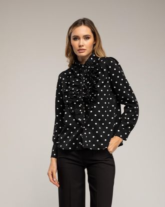 Tantra Blouse met stippen en ruches op de borst