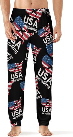 Generic Wrestling Mens Pyjama Bottoms Soft Lounge Pants with Pockets Lightweight Sleepwear for Home Beach L