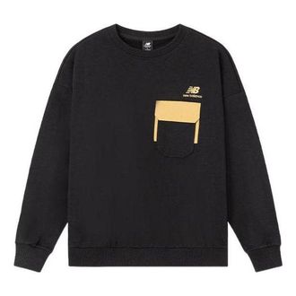 New Balance Logo Pocket Sweatshirt Asia Sizing Black Yellow AMT24371-BK