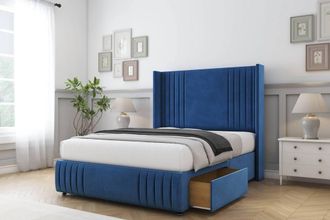 Sloomy Camden Plush Divan Set 2 Drawers-54 Wingback-Footboard in Taupe | Size: Super King