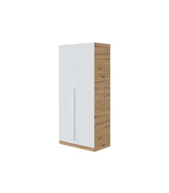 F.R.S. Armario Ropero Nuria 2 Puertas Abatibles Acabado Blanco Artik Y Roble 200 Cm(alto) 90 Cm(ancho) 52 Cm(fondo)