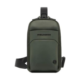 Piquadro Bolso Cruzado Vertical con Bolsillo para Gafas de Sol - Bags - Hombre - Verde - ONE SIZE