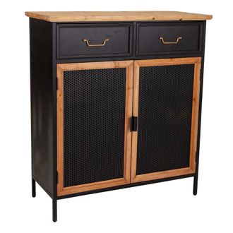 Wanderlust Deco Wanderlust Deco - Recibidor De Madera Y Metal Negro 80x34x90