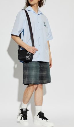 Off-white Shirt With Colorful Print And Shimmering Sequins, Mens, Light Blue