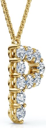 Pompeii3 1Ct Diamond Initial P Pendant 14k Gold 18 Necklace Lab Grown 5/8 Tall