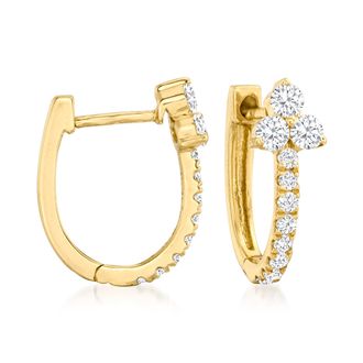 Ross-Simons Diamond Trio Huggie Hoop Earrings in 14kt Yellow Gold