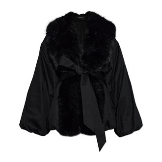 Rotate Rotate Birger Christensen - Cropped Faux Fur Jacket - Dames - Jassen - Zwart - Maat: M Viscose