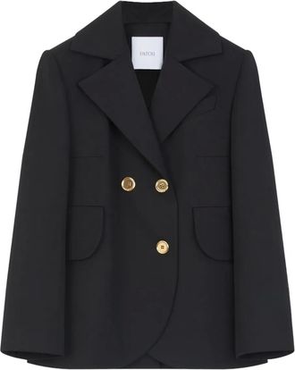 Patou belted double-breasted blazer - Black