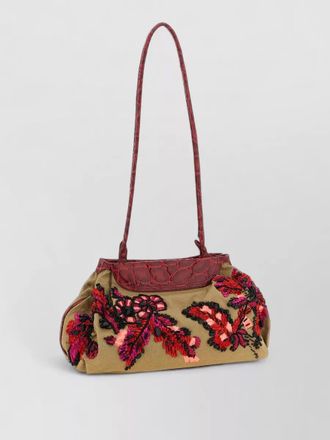 Dries Van Noten embroidered floral shoulder bag long strap