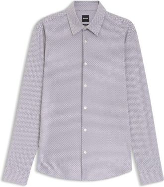 BOSS Printed slim-fit shirt in performance-stretch jersey