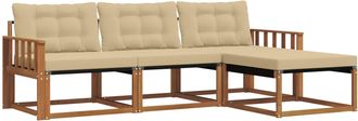 vidaXL Conjunto De Sof&aacute;s De Exterior 4 Uds. Natural Y Beige Vidaxl