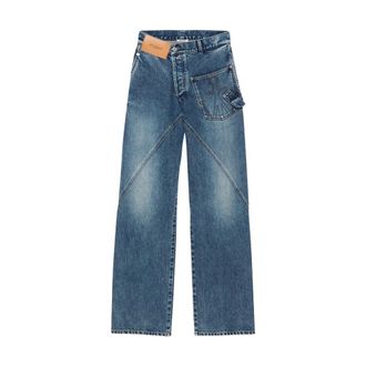 J.W.Anderson Straight Jeans, male, Blue, Size: W30 Twisted Workwear Jeans