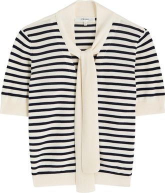 Frame Denim The Sailor Tie Striped Cotton-blend Cardigan - Navy - S (UK8-10 / S)