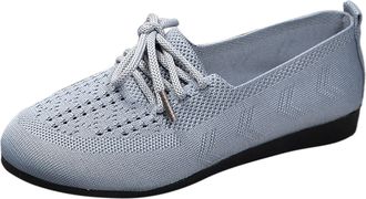 Generic Women Fly Weave Casual Footwear Airy Flat Sole Slip On Walking Shoe Lightweight Comfort Design for Everyday Use (Grey, 6.5)