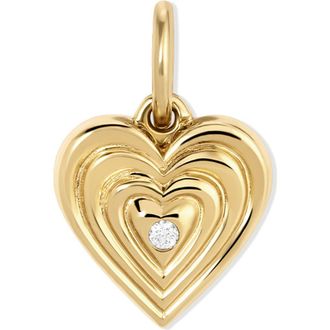 Adina Reyter Groovy Diamond Heart Locket Mini Charm in Yellow Gold at Nordstrom