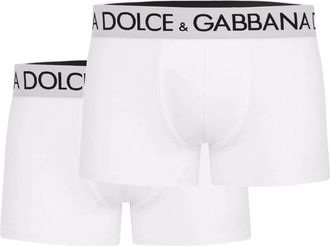 Dolce & Gabbana Boxershorts met contrasterend logo - Heren - Onderbroek - Wit - S - Katoen - Ondergoed