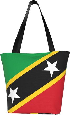 AOOEDM Flag Of Saint Kitts And Nevis Reusable Grocery Bag Shopping Bag Casual Shoulder Bag Handbag for Men Women ECO Market Bag Beach Bag Travel Totes